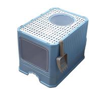 Duradera Arenero Gato Caja De Arena para Gatos Cerrada Desmontable con Tapa, Fácil Limpiar, Inodoro para Sin Olor Servicio Pesado(Blue)