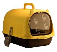 Duradera Arenero Gato Caja De Arena para Gatos con Tapa, Orinal para, Accesorios para Mascotas, Portátil Antisalpicaduras Cuchara Cerrada Servicio Pesado(Black)