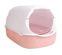 Duradera Arenero Gato Caja De Arena para Gatos Plástico Completamente Cerrada con Pala para para, Orinal para Gatitos Sin Olor, Fácil Limpiar para Todos Los Servicio Pesado(Pink)
