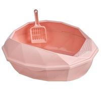 Duradera Arenero Gato Contenedor De Arena para Gatos, Bandeja para Gatitos con Cuchara Hueca, para Mascotas Servicio Pesado(Pink)