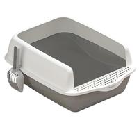 Duradera Arenero Gato Dispersión Desmontable De Lados Altos, Caja Arena para Gatos Resistente, Grande, Antisalpicaduras, Semicerrada Servicio Pesado(Grey)