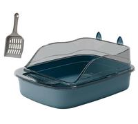 Duradera Arenero Gato Inodoro para Gatitos, A Prueba De Salpicaduras, Lados Altos, Orinal Grande con Forma Dibujos Animados, Lavabo para Arena para Gatos, Bandeja para Servicio Pesado(Blue)