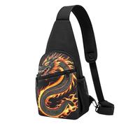 Duradero Bolso Cruzado Dragón chino de fuego llameante ardiente Mochilas Cruzadas Ligero Mochila de Pecho para Montañismo Viajes Deportes
