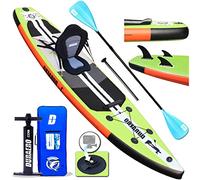 DURAERO Tabla Hinchable Paddle Surf Sup Paddel Surf Bomba, Asiento de Kayak, 330 x 76 x 15 cm, hasta 150 kg, Almohadilla integrada, Aleta Desprendible, Doble Remo Ajustable, Kit de Reparación, Verde