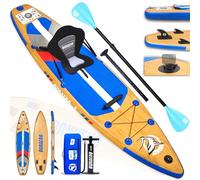 DURAERO Tabla Paddle Surf Hinchable XXL 330cm, Sup con Asiento Kayak y reposapiés, Remo Doble, Soporte cámara, Accesorios completos, Carga 150 kg, diseño Madera