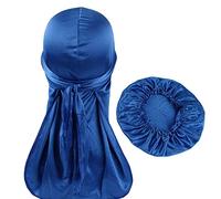 Durags and Bonnets - Conjunto de capó para mujer, unisex, sedoso, para fiestas y deportes - azul - Medium