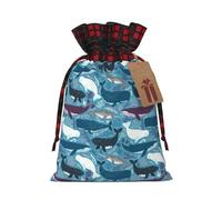 DURAGS Bolsa de regalo con cordón de retazos elegante con patrón de ballena, bolsa de regalo de tela para festivales, perfecta para ocasiones especiales