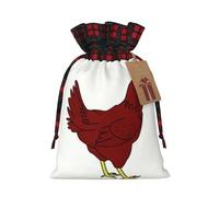 DURAGS Bolsas de regalo con bloques de color de pollo rojo, textura rústica, prácticas bolsas de regalo de Navidad y vacaciones