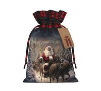 DURAGS Bolsas de regalo con bloques de color Merry Christmas: textura rústica, prácticas bolsas de regalo de Navidad y vacaciones