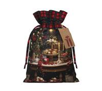 DURAGS Bolsas de regalo con bloques de color Merry Christmas: textura rústica, prácticas bolsas de regalo de Navidad y vacaciones