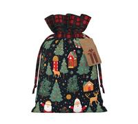 DURAGS Bolsas de regalo de Navidad con diseño de ciervo y Papá Noel, con textura rústica, prácticas bolsas de regalo de Navidad y vacaciones