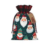 DURAGS Bolsas de regalo de Navidad con diseño de Papá Noel de dibujos animados, con textura rústica, prácticas bolsas de regalo de Navidad y vacaciones