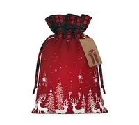 DURAGS Bolsas de regalo de Navidad, invierno, paisaje, ciervo, bloque de color, textura rústica, prácticas bolsas de regalo de Navidad y vacaciones