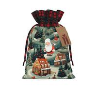 DURAGS Christmas Village Chic Patchwork - Bolsa de regalo con cordón, bolsa de regalo de tela para festivales, perfecta para ocasiones especiales