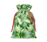 DURAGS Green Leaf - Bolsas de regalo con cordón para todas las ocasiones, perfectas para Navidad, rústicas pero elegantes, verde (leaf), 1 count (Pack of 1)