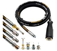 DURAJET - Manguera de limpieza de tuberías para Kärcher Kränzle HD HDS M22 IG + 4 boquillas (220 bar, 155 °C), limpieza de tubos de alta presión con boquillas de acero inoxidable y latón, calidad