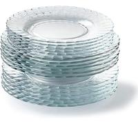 Duralex® Colección Le Picardie® | Plato ondulado de cristal - Cena 23 cl, sopa 23 cl y postre 20,5 cm | Resistente a los arañazos, apto para lavavajillas y microondas, fabricado en