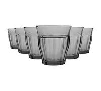 Duralex® Colección Le Picardie® | Vaso de agua, zumo, soda color gris 25 cl | Juego de 6 piezas | Cristal ultra resistente a los arañazos, compatible con microondas y lavavajillas, Made in France