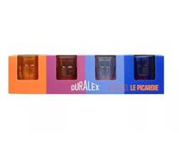 Duralex® - Juego de 4 vasos de cristal templado (25 cl), color marrón y azul marino y zafiro, ciruela, colección Le Picardie® elegante y versátil, fabricación francesa