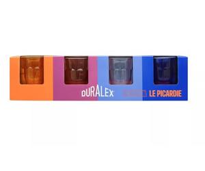 Duralex® - Juego de 4 vasos de cristal templado (25 olor marrón y azul marino y zafiro, ciruela, colección Le Picardie® elegante y versátil, fabricación francesa