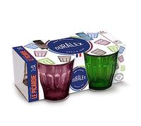 Duralex - Juego de 4 vasos para beber (24 cl), color ciruela, verde, azul marino, gris