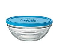 DURALEX LYS 9068AM06 Ensaladera Redonda con Tapa de Cristal Transparente/Azul, 23,2 cm