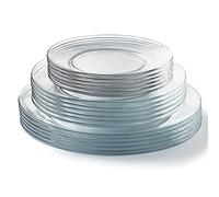 Duralex Made In France Lys - Juego de vajilla de cristal de 18 piezas, incluye (6) platos de postre de 7 pulgadas, (6) platos de 9 pulgadas (sopa y cena)
