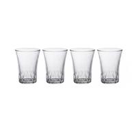 DURALEX | Set 4 Vasos de Cristal 170 ml Amalfi Transparente, Vasos de Agua de Vidrio con Relieve, Formato Vaso Bajo para Mesa y Cocina, Aptos Lavavajillas y Microondas