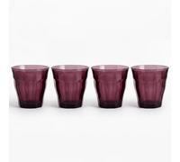 DURALEX | Set 4 Vasos de Cristal 250 ml Le Picardie Morado Cranberry, Vasos Bajos de Vidrio Templado Resistente, Aptos Lavavajillas y Microondas, Vasos Agua para Cocina y Hogar