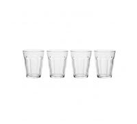 DURALEX | Set 4 Vasos de Cristal Agua 130 ml Picardie Transparente, Vasos Bajos de Vidrio Templado con Relieve, Aptos Lavavajillas y Microondas, Vasos para Mesa y Cocina