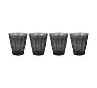 DURALEX | Set 4 Vasos de Cristal Agua 250 ml Picardie Gris, Vasos Bajos de Vidrio con Relieve Clásico, Aptos Lavavajillas y Microondas, Set para Hogar y Cocina