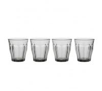 DURALEX | Set 4 Vasos de Cristal Agua 310 ml Picardie Gris, Vasos Bajos de Vidrio Templado Resistente, Diseño Icónico Apilable, Aptos Lavavajillas y Microondas, Hogar y Cocina