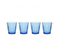 DURALEX | Set 4 Vasos de Cristal Agua 310 ml Picardie Marine Azul, Vasos Bajos de Vidrio con Relieve, Vasos de Cristal Aptos Lavavajillas y Microondas para Hogar y Cocina