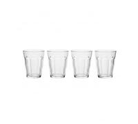 DURALEX | Set 4 Vasos de Cristal Agua 310ml Picardie Transparente, Vasos Bajos de Vidrio Templado con Relieve, Aptos Lavavajillas y Microondas, Vasos de Cristal para Hogar y Cocina