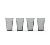 DURALEX | Set 4 Vasos de Cristal Agua 360 ml Picardie Gris, Vasos Altos de Vidrio Templado con Relieve, Apilables, Aptos Lavavajillas y Microondas, Hogar y Cocina