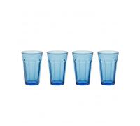 DURALEX | Set 4 Vasos de Cristal Agua 360 ml Picardie Marine Azul Marino, Vasos Altos de Vidrio Templado con Relieve, Aptos Lavavajillas y Microondas, para Cocina y Hogar