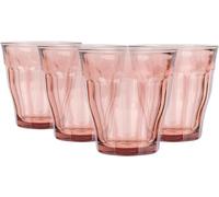 Duralex Picardie - Juego de vasos de vidrio de 250 ml, 4 piezas, rosa, agua, vino, whisky, jugo, cóctel, cristalería