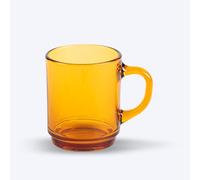 Duralex 6X Ámbar 260ml Versailles Tazas de Café de Vidrio - Juego de Tazas Grandes de Colores - Latté Té Capuchino Chocolate Caliente Vasos para Beber con Asa