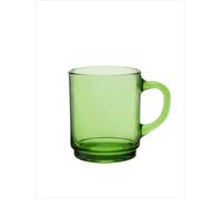 Duralex® Colección Versailles | Taza de té de cristal con asa verde 26 cl| Juego de 6 piezas | Cristal ultrarresistente, compatible con lavavajillas, Made in France, apilable