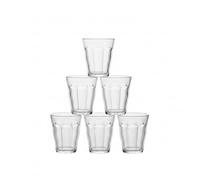 DURALEX | Set 6 Vasos de Cristal Agua 160 ml Picardie Transparente, Vasos Bajos de Vidrio Duralex con Relieve, Aptos Lavavajillas y Microondas, para Mesa y Cocina Hogar