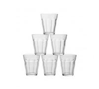 DURALEX | Set 6 Vasos de Cristal Agua 220 ml Picardie Transparente, Vasos Bajos de Vidrio Templado con Relieve, Aptos Lavavajillas y Microondas, Ideales para Hogar y Cocina