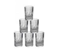 DURALEX | Set 6 Vasos de Cristal Agua 305 ml Manhattan Transparente, Vasos Altos de Vidrio con Relieve Vertical, Resistentes, Aptos Lavavajillas y Microondas, para Mesa y Cocina