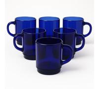 Duralex Set 6 Tazas Vidrio Templado 26cl Apilables, Taza Cocina Resistente para Café Té Desayuno, Uso Diario, Pack Tazas Vidrio Colores Variados Colección Versailles