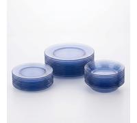DURALEX | Vajilla 12 Personas 36 Piezas de Vidrio Templado Resistente Elegante y Duradera Color Marine - Vajilla Completa de cristal Duralex Apto para Microondas y Lavavajillas