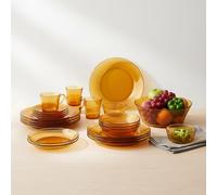 DURALEX | Vajilla 6 Personas 44 Piezas de Vidrio Templado Resistente Elegante y Duradera Color Ámbar - Vajilla Completa de cristal Duralex Apto para Microondas y Lavavajillas