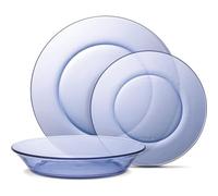 DURALEX | Vajilla Completa 4 Personas 12 Piezas Vidrio Templado Ultraresistente, Apta Microondas y Lavavajillas - Vajilla Duralex Azul Claro de Vidrio con Diseño Elegante y Duradero