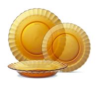 DURALEX | Vajilla Completa 4 Personas 12 Piezas Vidrio Templado Ultraresistente, Apta Microondas y Lavavajillas - Vajilla Duralex de Vidrio con Diseño Elegante y Duradero