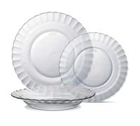 DURALEX | Vajilla Completa 4 Personas 12 Piezas Vidrio Templado Ultraresistente, Apta Microondas y Lavavajillas - Vajilla Duralex de Vidrio con Diseño Elegante y Duradero