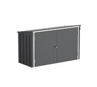 Duramax Caja de Basura para 3 Cubos de Basura con Apertura Superior y Puertas Dobles Totalmente Anchas con Cerradura, Color Antracita con Adornos blanquecinos