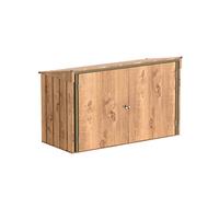 Duramax Caja de Basura para 3 Cubos de Basura con Apertura Superior y Puertas Dobles Totalmente Anchas con Cerradura, Grano de Madera con Adornos Marrones